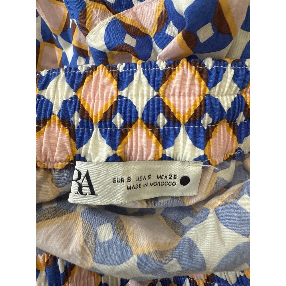 ZARA Geometric Print Maxi Skirt Women’s Size S Pockets Summer Vacation - Picture 9 of 12